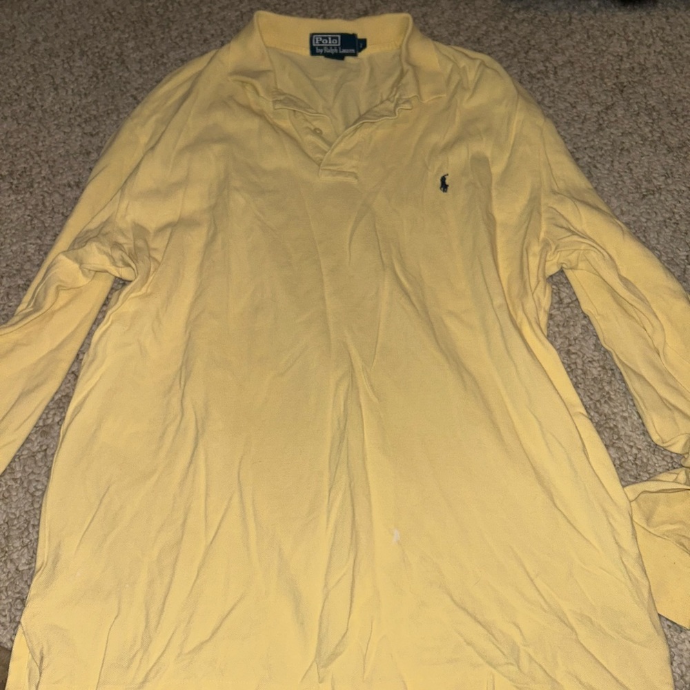 Men’s Yellow Polo Ralph Lauren Long Sleeve Shirt Button Up (L)